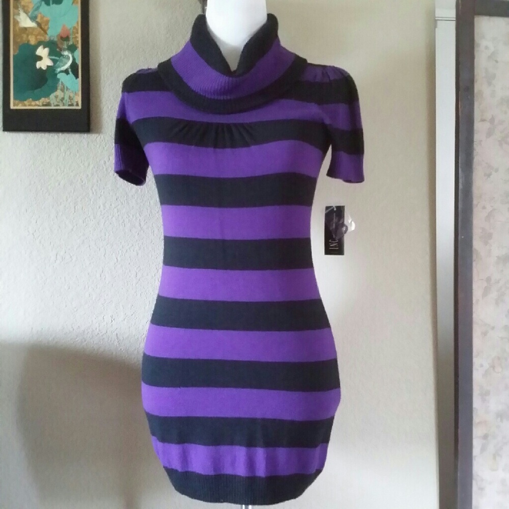 INC purple striped tunic